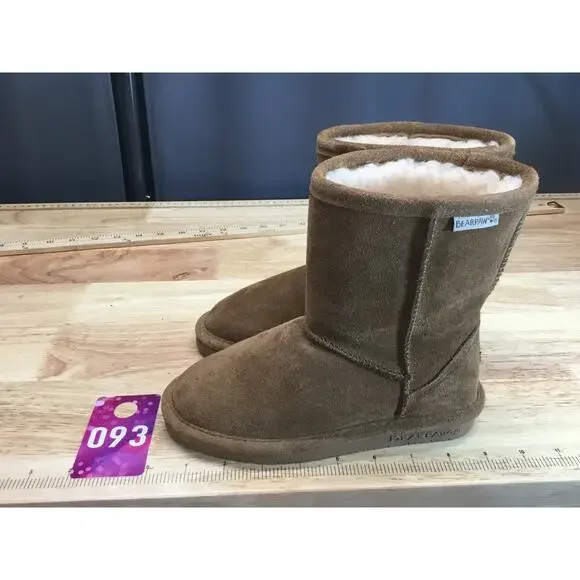 Bearpaw Bootie Youth 1 Brown Suede Pull On Mid-Calf Round Toe Outdoor Boots - Picture 4 of 9